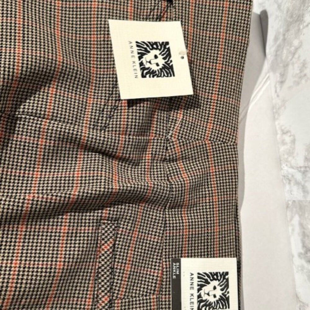 NWT Anne Klein Dressy Slim Ankle Houndstooth Pants Size L - Picture 2 of 12